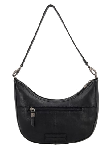 HIDE & STITCHES Leren schoudertas "Inspired by illusion" zwart - (B)26 x (H)16 x (D)6,5 cm