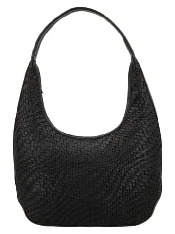 HIDE & STITCHES Leder-Schultertasche "Inspired by illusion" in Schwarz - (B)40 x (H)24 x (T)10 cm