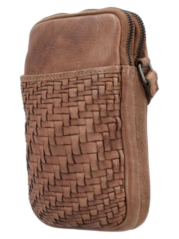 HIDE & STITCHES Leder-Handytasche "Inspired by illusion" in Braun - (B)12 x (H)20 x (T)4 cm