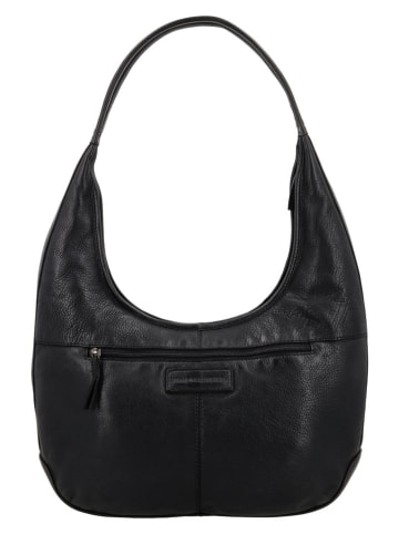 HIDE & STITCHES Leder-Schultertasche "Paint Rock" in Schwarz - (B)40 x (H)40 x (T)10 cm