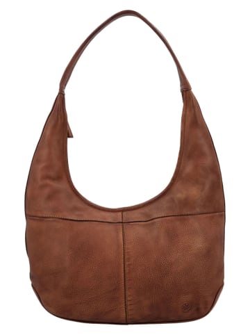 HIDE & STITCHES Leren schoudertas "Paint Rock" cognackleurig - (B)40 x (H)40 x (D)10 cm