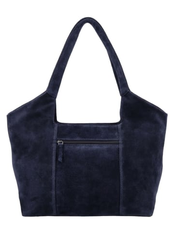 HIDE & STITCHES Leren schoudertas "Brazos" donkerblauw - (B)38 x (H)23 x (D)11 cm