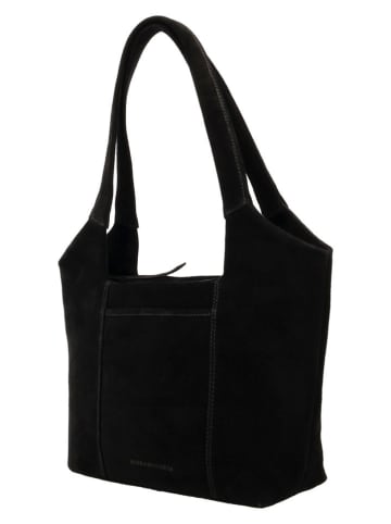 HIDE & STITCHES Leren schoudertas "Brazos" zwart - (B)38 x (H)23 x (D)11 cm