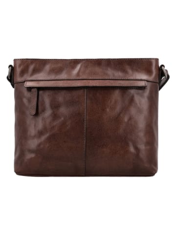 HIDE & STITCHES Leder-Umhängetasche "Westland" in Dunkelbraun - (B)28,5 x (H)22,5 x (T)8 cm