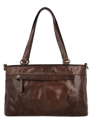 HIDE & STITCHES Leren shopper "Westland" donkerbruin - (B)35 x (H)20 x (D)11 cm