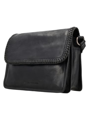 HIDE & STITCHES Leren schoudertas "Inspired by Country" zwart - (B)24 x (H)19 x (D)10 cm