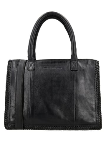HIDE & STITCHES Leder-Henkeltasche "Inspired by Country" in Schwarz - (B)31 x (H)24 x (T)12 cm
