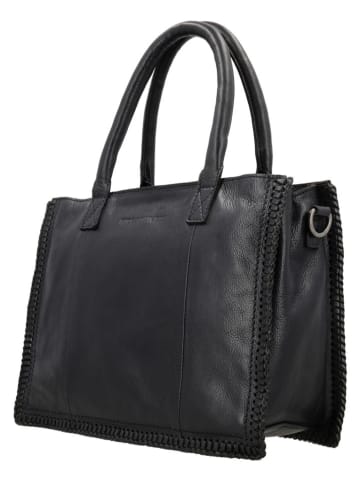 HIDE & STITCHES Leder-Henkeltasche "Inspired by Country" in Schwarz - (B)31 x (H)24 x (T)12 cm
