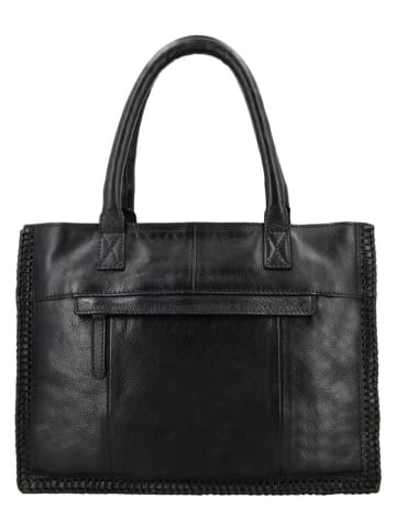 HIDE & STITCHES Leder-Henkeltasche "Inspired by Country" in Schwarz - (B)31 x (H)24 x (T)12 cm