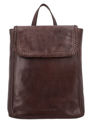 HIDE & STITCHES Leren rugzak "Inspired by Country" donkerbruin - (B)25 x (H)30 x (D)11 cm