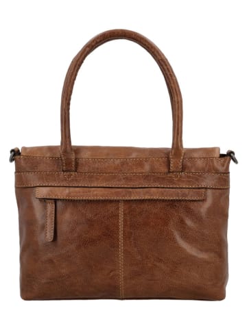 HIDE & STITCHES Leder-Schultertasche "Westland" in Cognac - (B)29 x (H)20 x (T)7 cm
