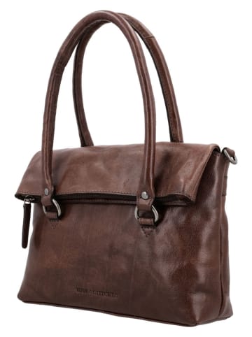 HIDE & STITCHES Leder-Schultertasche "Westland" in Dunkelbraun - (B)29 x (H)20 x (T)7 cm