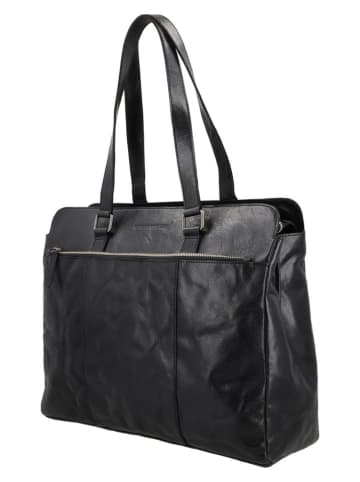 HIDE & STITCHES Leren schoudertas "Westland" zwart - (B)40 x (H)32 x (D)13,5 cm