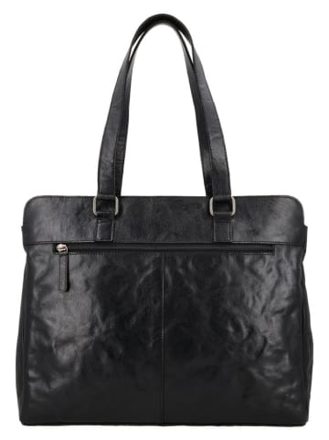 HIDE & STITCHES Leren schoudertas "Westland" zwart - (B)40 x (H)32 x (D)13,5 cm