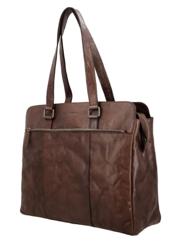 HIDE & STITCHES Skórzana torebka "Westland" w kolorze ciemnobrązowym - 40 x 32 x 13,5 cm