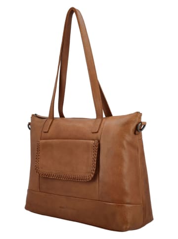 HIDE & STITCHES Leren schoudertas "Inspired by Country" camel - (B)38 x (H)26 x (D)12 cm