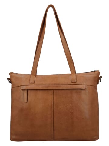 HIDE & STITCHES Leren schoudertas "Inspired by Country" camel - (B)38 x (H)26 x (D)12 cm