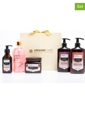 Argani Care 5-delige haar- & lichaamsverzorgingsset "Silk - Voor beschadigd haar"