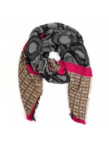 MILANO AMOUR Schal in Schwarz/ Braun/ Pink - (L)150 x (B)150 cm