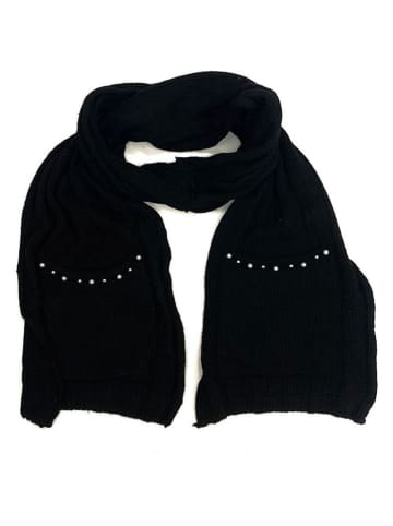 MILANO AMOUR Szal w kolorze czarnym z dodatkiem wełny - 230 x 25 cm