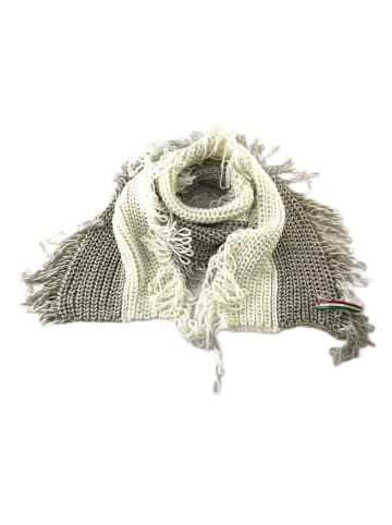 MILANO AMOUR Szal w kolorze szaro-kremowym z dodatkiem wełny - 170 x 50 cm