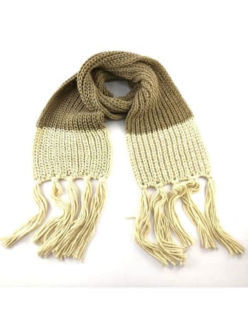 MILANO AMOUR Schal mit Wolanteil in Beige/ Hellbraun - (L)170 x (B)22 cm
