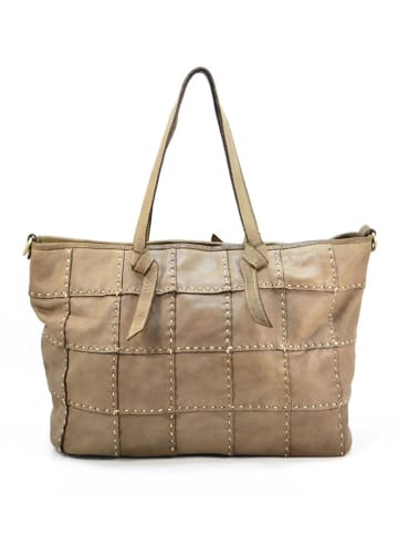 Amara Skórzany shopper bag "Diego" w kolorze beżowym - 50 x 30 x 18 cm