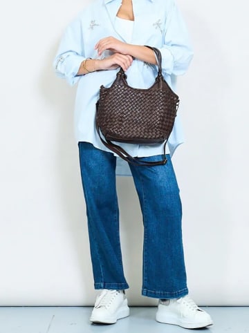 Amara Leder-Schultertasche "Clotilda" in Braun - (B)34 x (H)22 x (T)8 cm