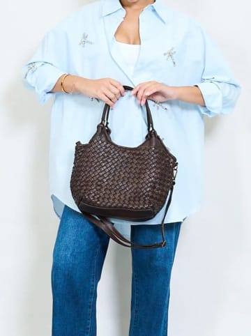 Amara Leren schoudertas "Clotilda" bruin - (B)34 x (H)22 x (D)8 cm