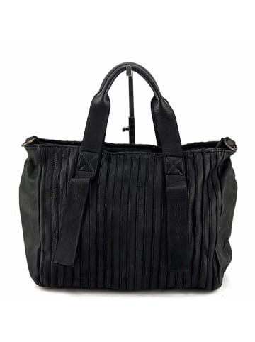 Amara Leren shopper "Brigitte" zwart - (B)40 x (H)30 x (D)14 cm
