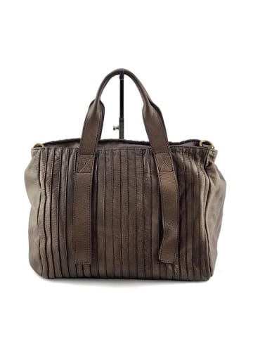 Amara Leren shopper "Brigitte" taupe - (B)40 x (H)30 x (D)14 cm