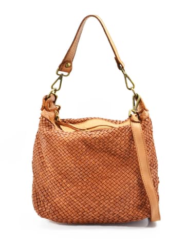 Amara Leder-Schultertasche "Merida" in Hellbraun - (B)30 x (H)30 x (T)14 cm