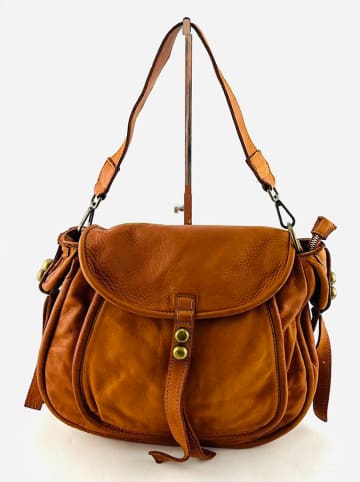 Amara Leren schoudertas "Denver" lichtbruin - (B)33 x (H)28 x (D)12 cm