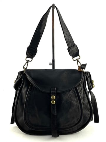 Amara Leren schoudertas "Denver" zwart - (B)33 x (H)28 x (D)12 cm