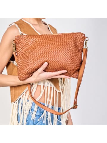 Amara Leder-Clutch "Violet" in Hellbraun - (B)35 x (H)25 x (T)2 cm