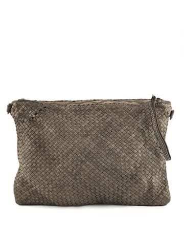 Amara Skórzana kopertówka "Violet" w kolorze szarobrązowym - 35 x 25 x 2 cm