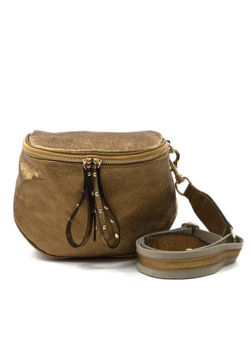 Amara Leren schoudertas "Petros" kaki - (B)24 x (H)19 x (D)16 cm