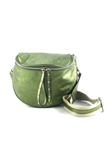 Amara Leren schoudertas "Petros" groen - (B)24 x (H)19 x (D)16 cm