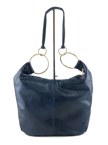 Amara Leren shopper "Rosita" blauw - (B)46 x (H)35 x (D)7 cm