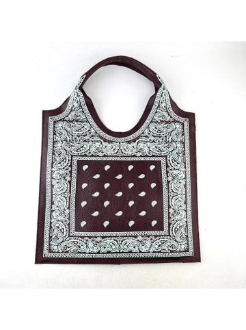 Amara Leren shopper "Bandana" paars/lichtblauw - (B)42,5 x (H)40 x (D)0,50 cm