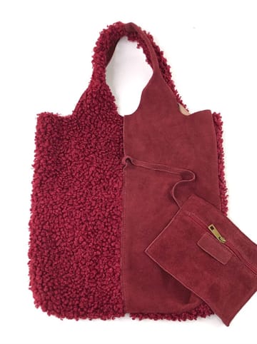 Amara Skórzana torebka "Teddy" w kolorze bordowym - 37 x 40 x 2 cm