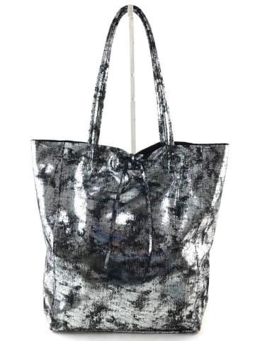 Amara Leren shopper "Lame" zwart - (B)40 x (H)37 x (D)12 cm