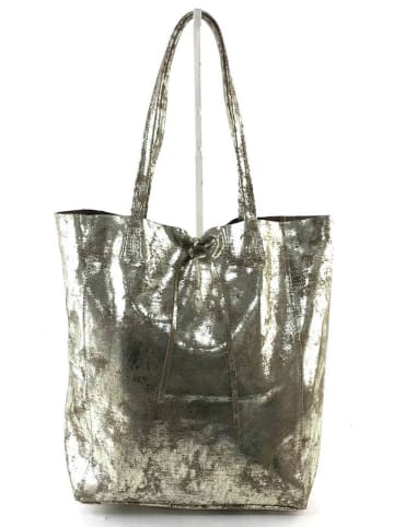 Amara Leren shopper "Lame" taupe - (B)40 x (H)37 x (D)12 cm