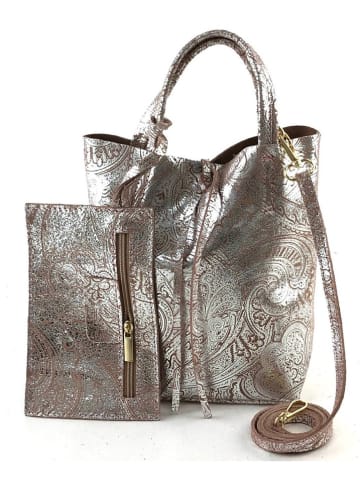 Amara Skórzana torebka "Paisley" w kolorze jasnoróżowym - 23 x 23 x 9 cm