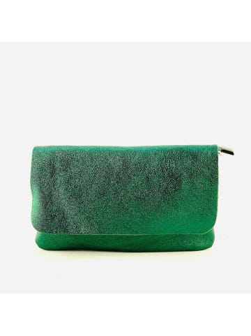Amara Leren clutch "Sally" groen - (B)25 x (H)15 x (D)1 cm