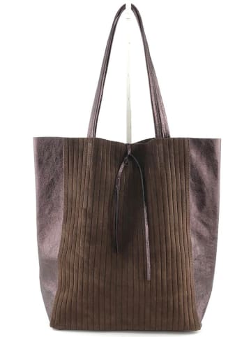 Amara Skórzany shopper bag "Thena" w kolorze brązowym - 40 x 37 x 12 cm