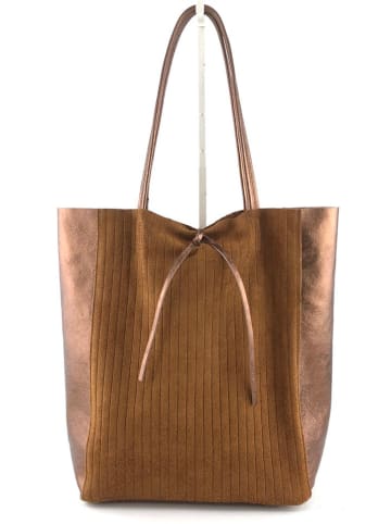 Amara Leren shopper "Thena" lichtbruin - (B)40 x (H)37 x (D)12 cm