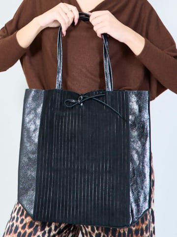 Amara Leder-Shopper "Thena" in Dunkelblau - (B)40 x (H)37 x (T)12 cm