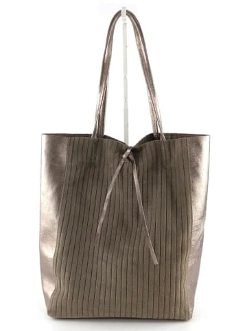 Amara Leren shopper "Thena" lichtbruin/lichtroze - (B)40 x (H)37 x (D)12 cm