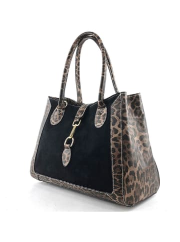 Amara Skórzana torebka "Chelsey" w kolorze czarno-brązowym - 34 x 26 x 14 cm